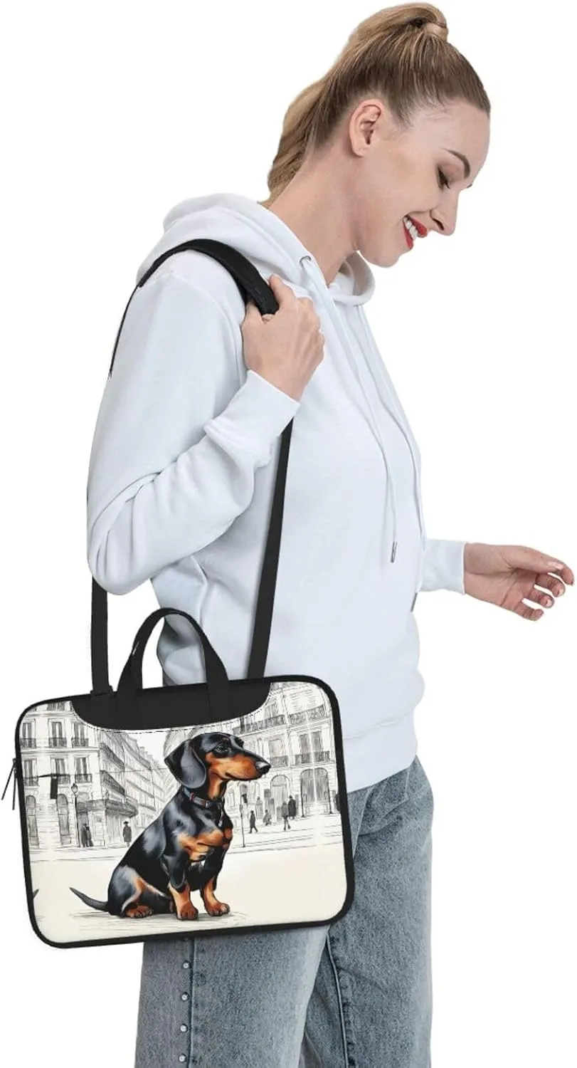 Parisian Dachshund Print Laptop Case and Computer Bag - Versatile Laptop Bag for Men Laptop Shoulder Bag