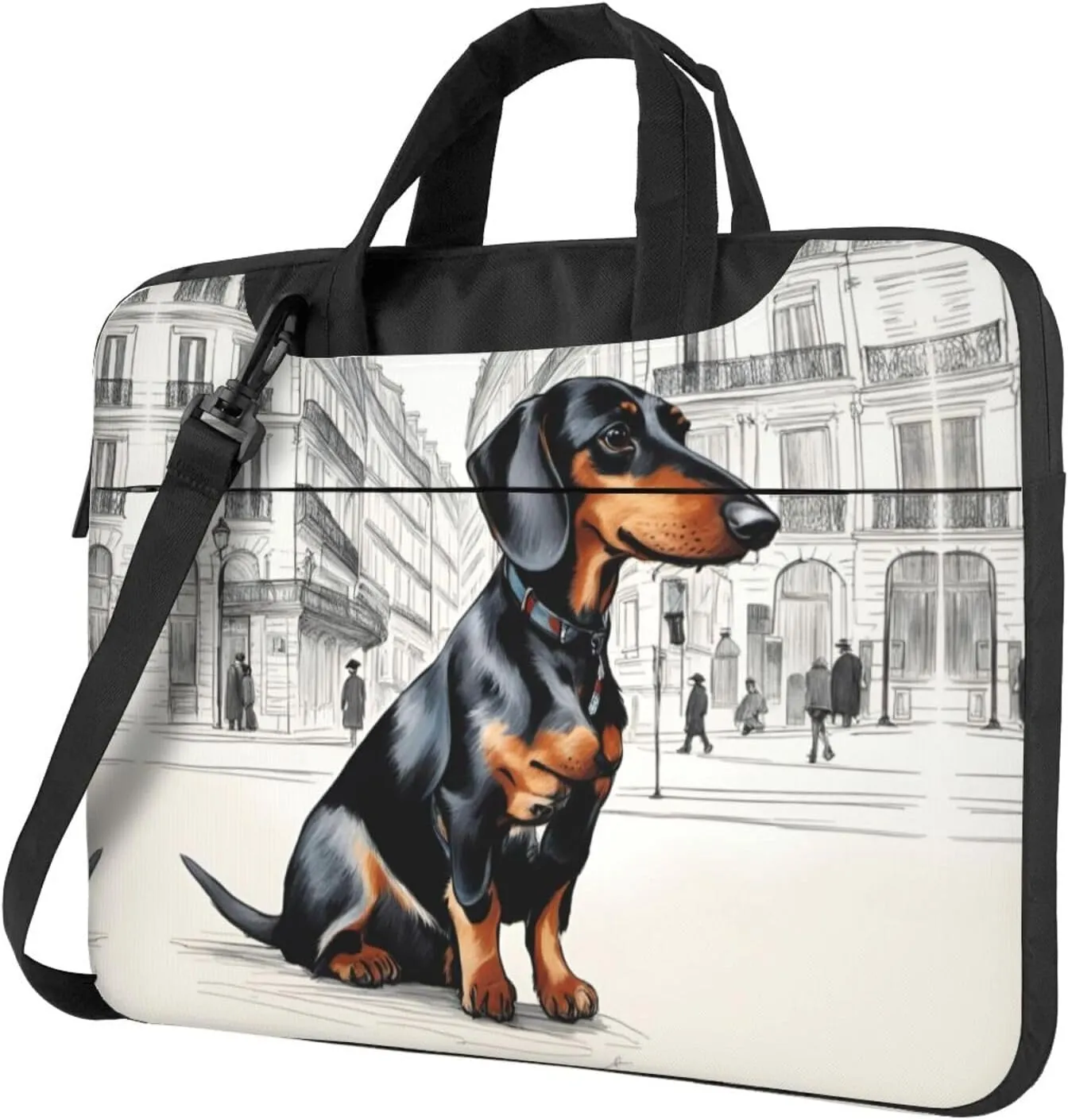 Parisian Dachshund Print Laptop Case and Computer Bag - Versatile Laptop Bag for Men Laptop Shoulder Bag