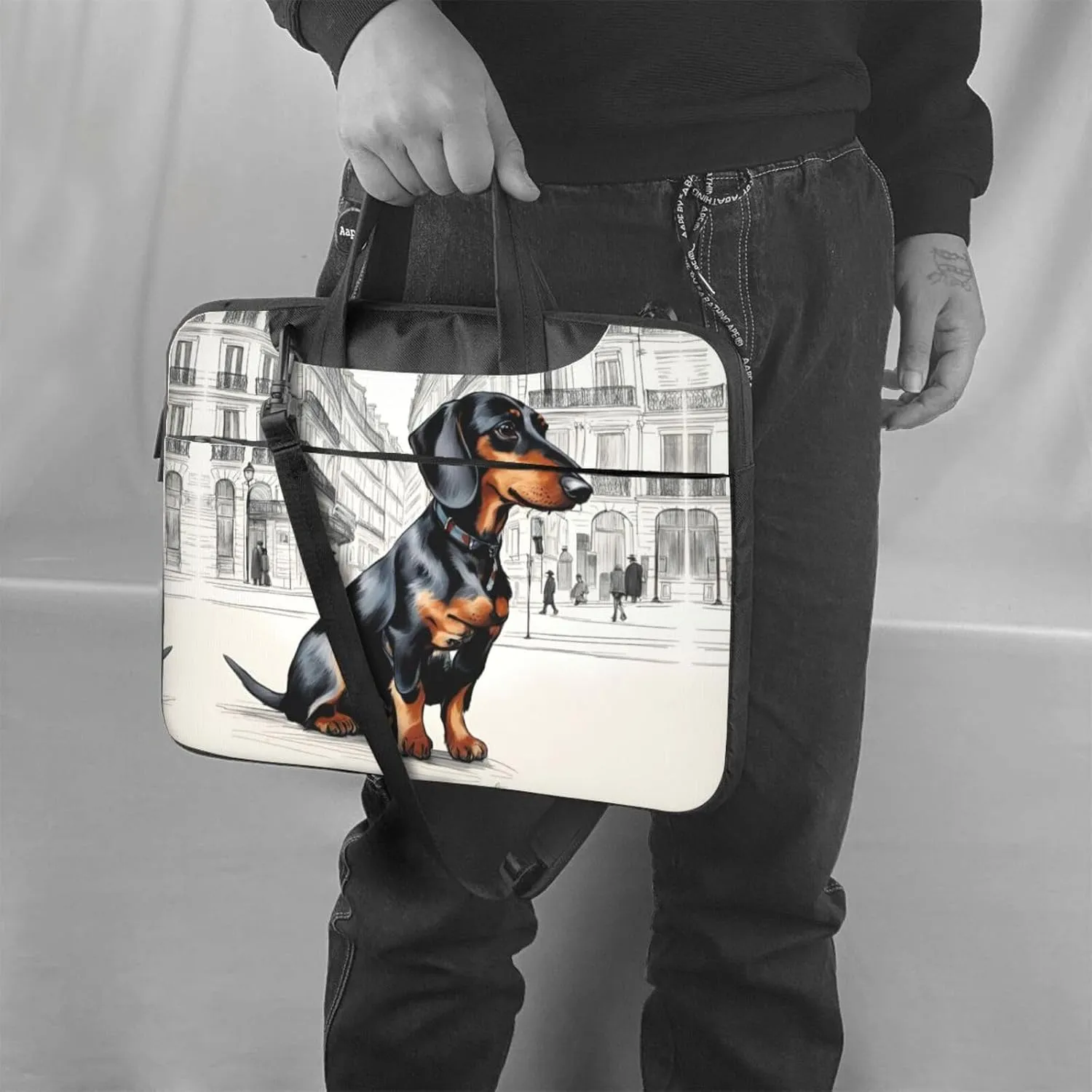 Parisian Dachshund Print Laptop Case and Computer Bag - Versatile Laptop Bag for Men Laptop Shoulder Bag