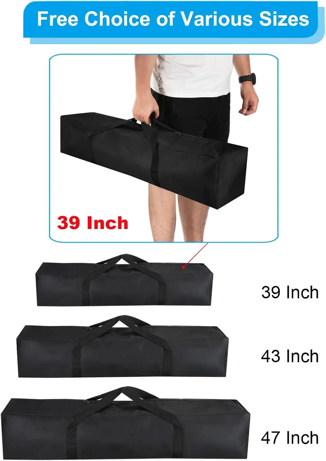 PATIKIL 47 Inch Camp Chair Replacement Bag, 2 Pack Nylon Foldable Carrying Bag Large Zippered Bag with Shoulder Strap for Outdoor Camping, Black