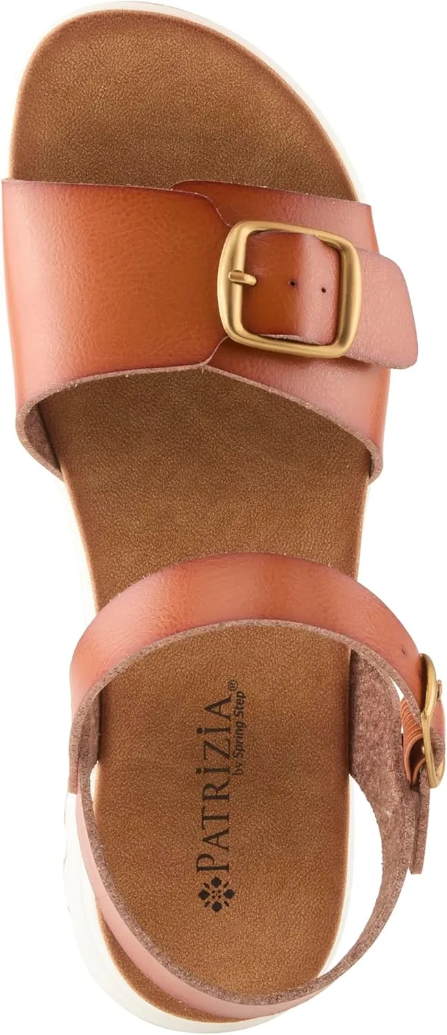 PATRIZIA Women's BUNCH Buckle Sandals - Adjustable Faux Leather Straps, Cushioned Footbed, Sporty White Sole