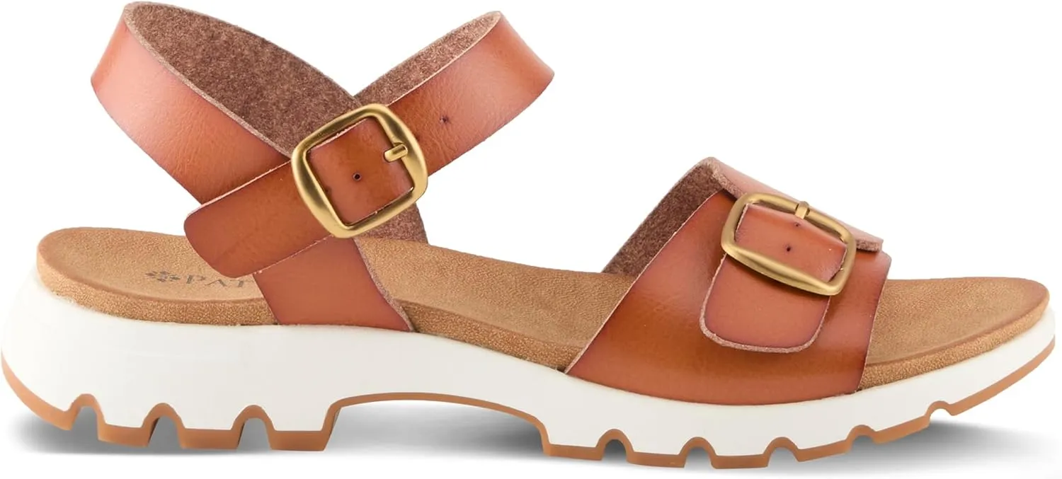 PATRIZIA Women's BUNCH Buckle Sandals - Adjustable Faux Leather Straps, Cushioned Footbed, Sporty White Sole
