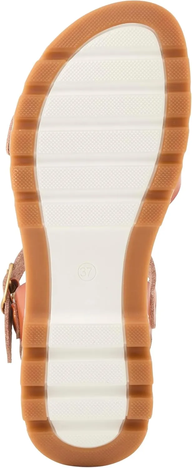 PATRIZIA Women's BUNCH Buckle Sandals - Adjustable Faux Leather Straps, Cushioned Footbed, Sporty White Sole