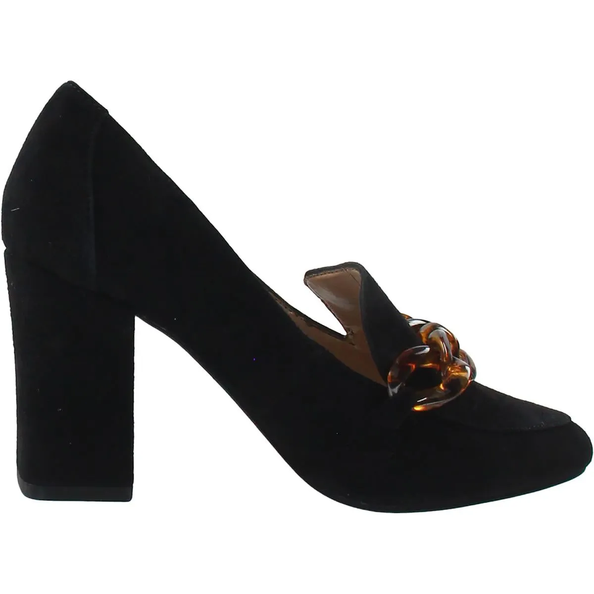 Pelle Moda Womens Esra Chain Suede Loafer Heels