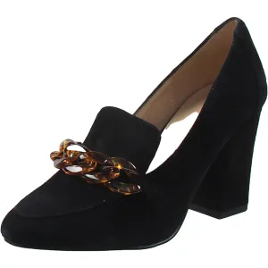 Pelle Moda Womens Esra Chain Suede Loafer Heels