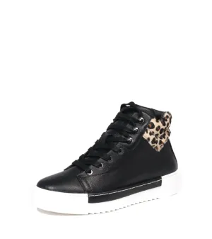 Percentage-off New Cecelia Silow York Leopard Lace-up Top High Platform Black Sneaker Trustworthy Leather