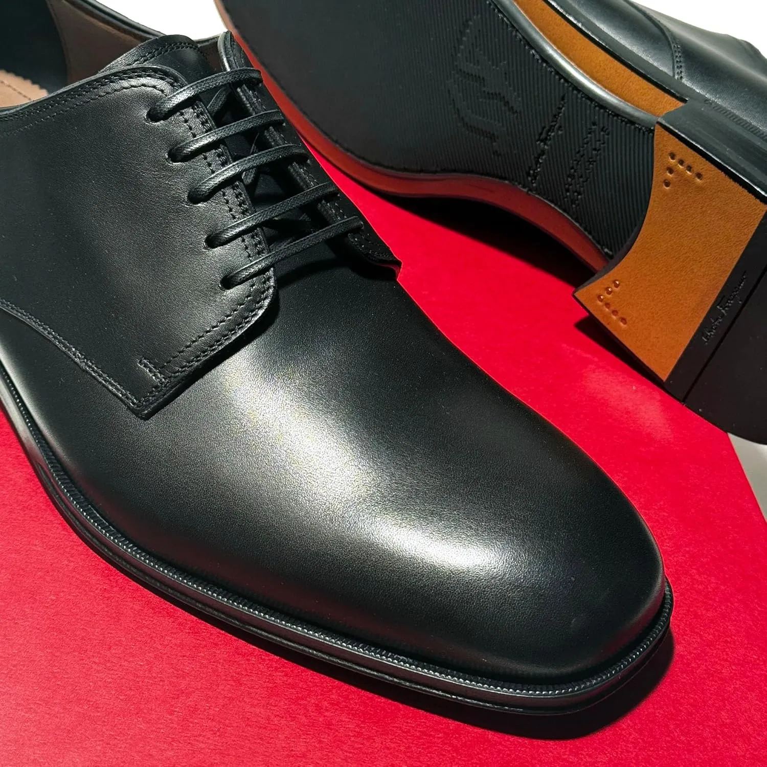 PERSHORE Leather Plain Toe Oxford Welted Black Dress Gancini (Salvatore