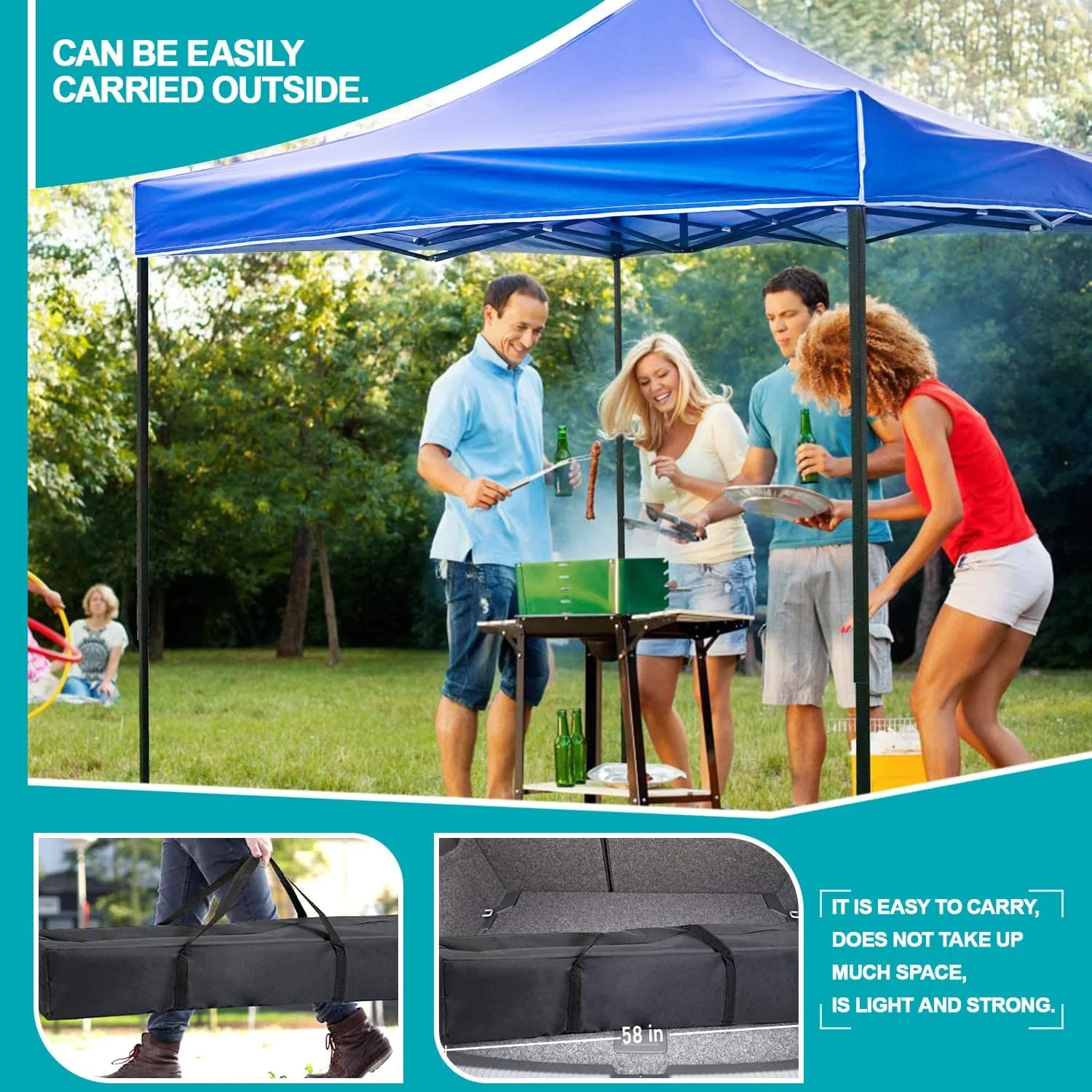 Pop Up Camping Tent Canopy 10x10 Pop Up Party Tent Outdoor Instant Folding Protable Gazebo with Carrying Bag Gazebo Shelter for Wedding Patio Deck Garden and Beach,Blue