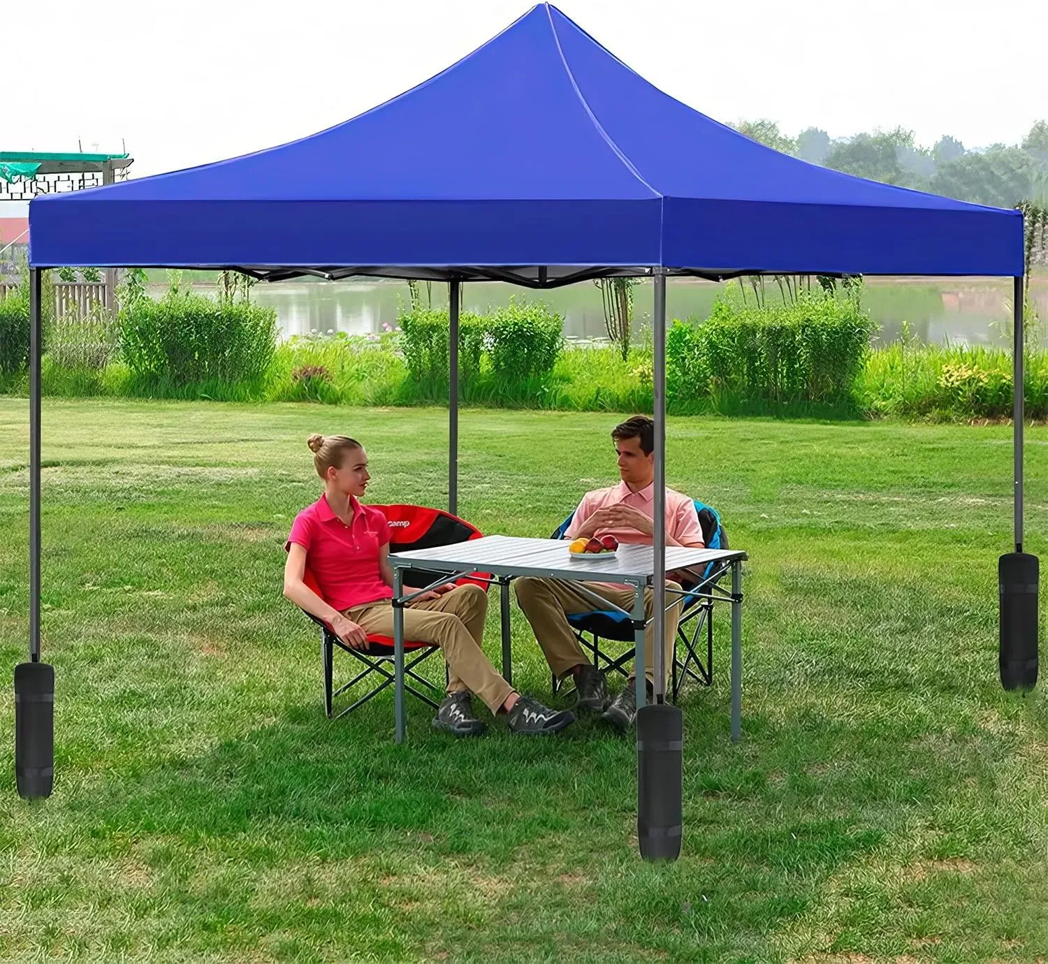 Pop Up Camping Tent Canopy 10x10 Pop Up Party Tent Outdoor Instant Folding Protable Gazebo with Carrying Bag Gazebo Shelter for Wedding Patio Deck Garden and Beach,Blue