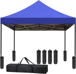 Pop Up Camping Tent Canopy 10x10 Pop Up Party Tent Outdoor Instant Folding Protable Gazebo with Carrying Bag Gazebo Shelter for Wedding Patio Deck Garden and Beach,Blue