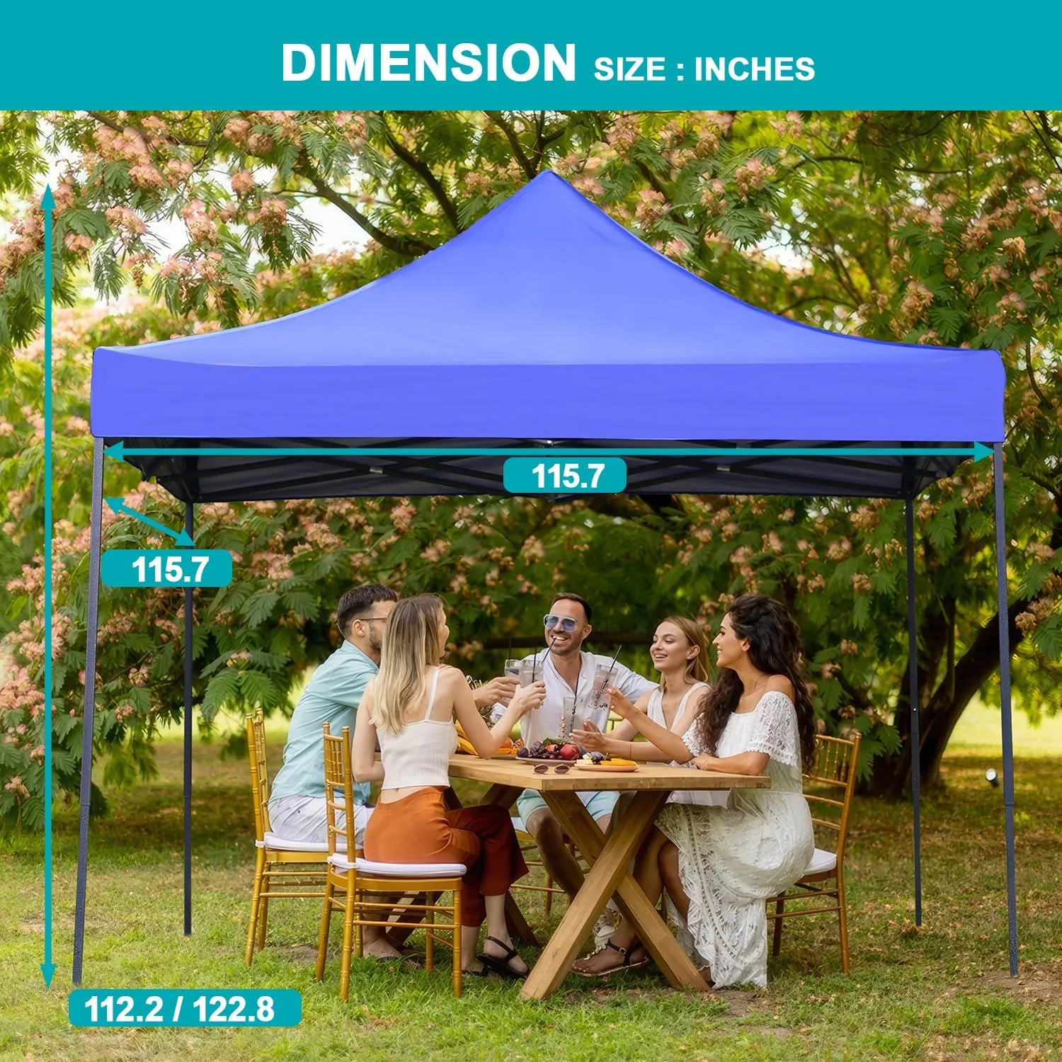 Pop Up Camping Tent Canopy 10x10 Pop Up Party Tent Outdoor Instant Folding Protable Gazebo with Carrying Bag Gazebo Shelter for Wedding Patio Deck Garden and Beach,Blue