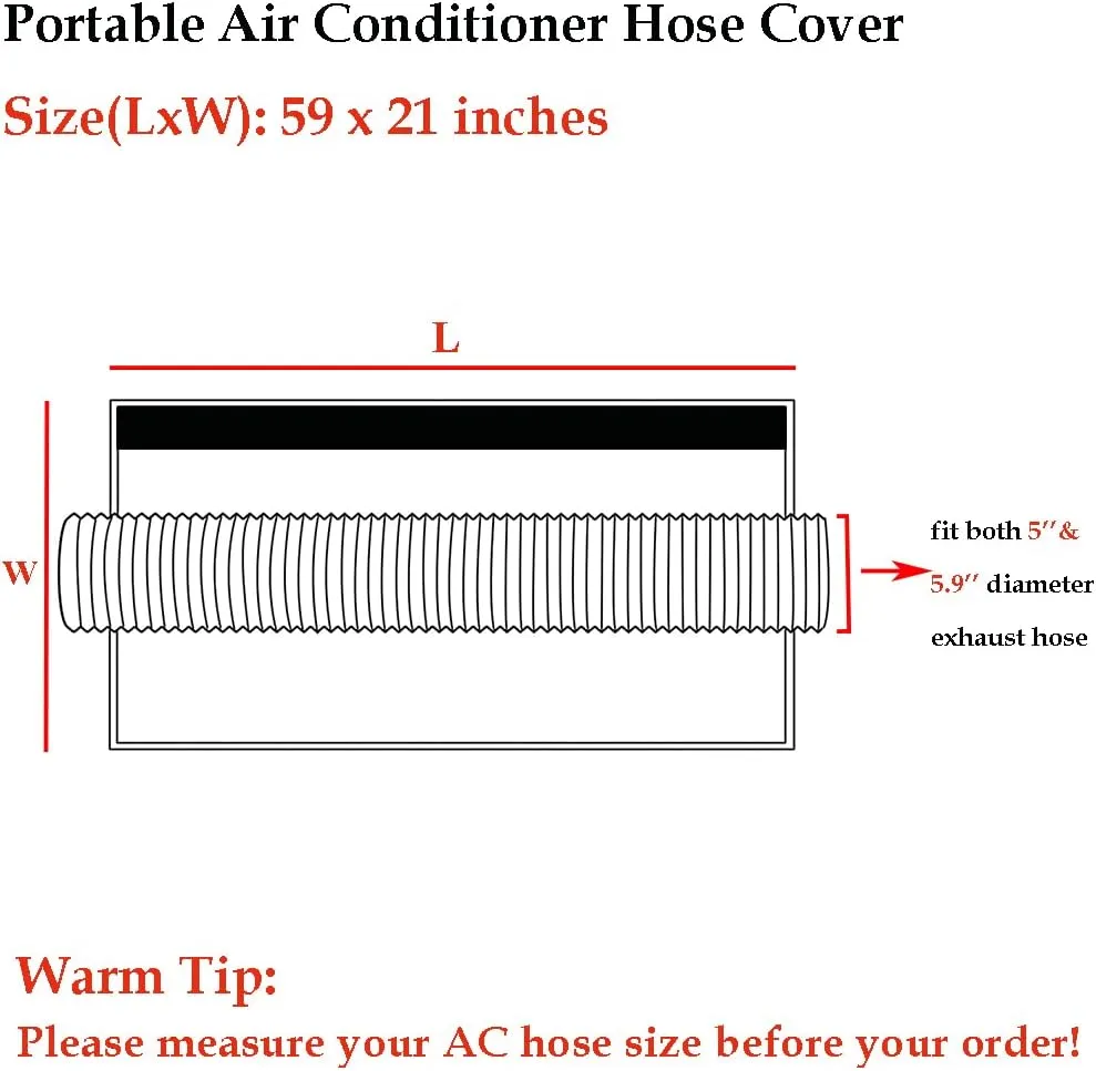 Portable Air Conditioner Insulated Hose Cover Wrap AC Hose Protective Dust Sleeve Air Conditioners Hose Covers Universal Fit Both 5 inch&5.9 inch Diameter Exhaust Duct Vent (Black)