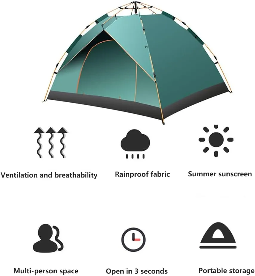Portable Camping Tent 2-3 Person Outdoor Tents Easy to Pitch, Windproof Waterproof Dome Tent Instant Automatic Pop Up Tent Perfect Beach Outdoor Hiking Hunting Fishing