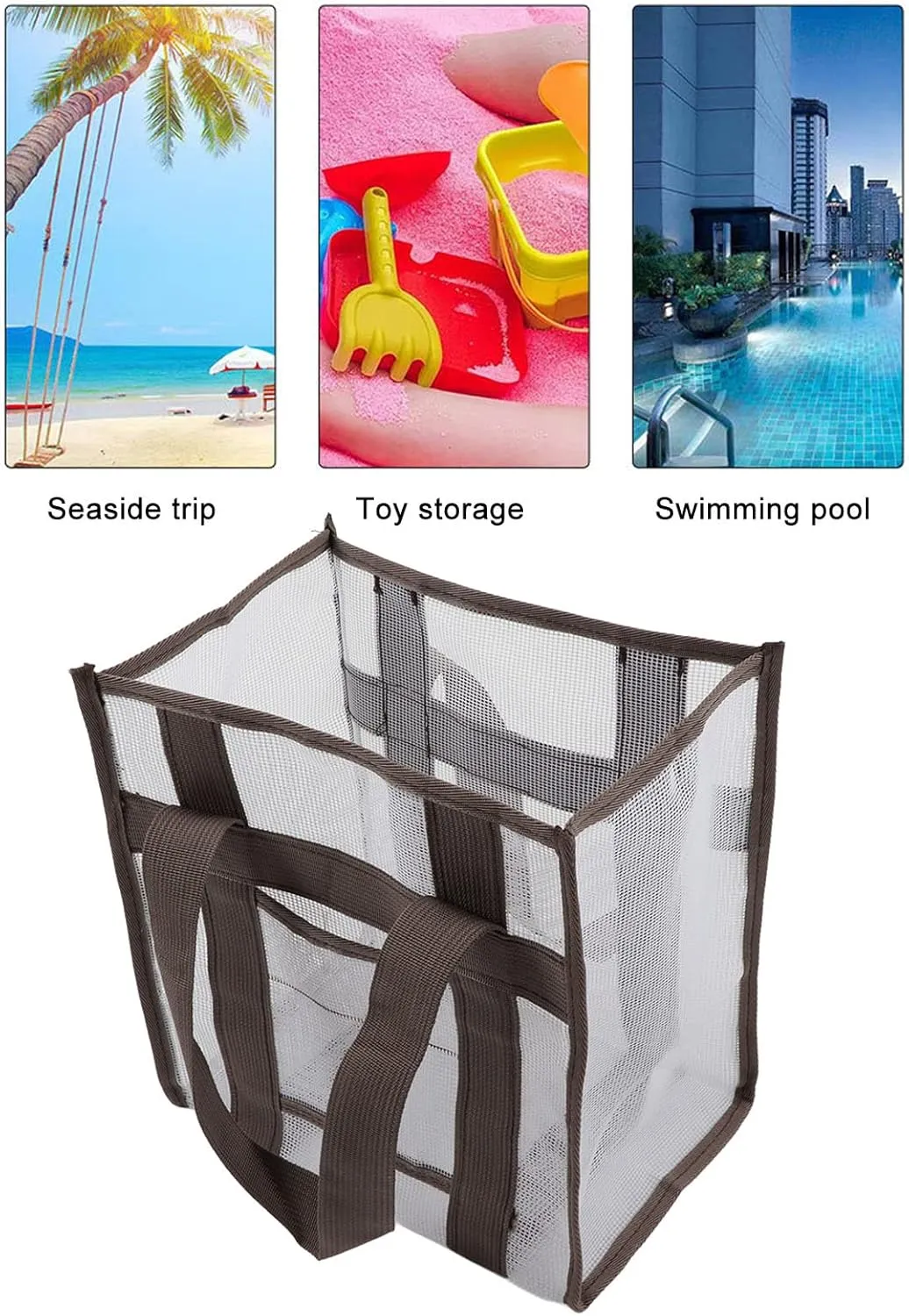 Portable Mesh Oxford Fabric Bag Large Capacity Kids Shell Storage Bag for Beach Pool (Small 80x66x100cm)