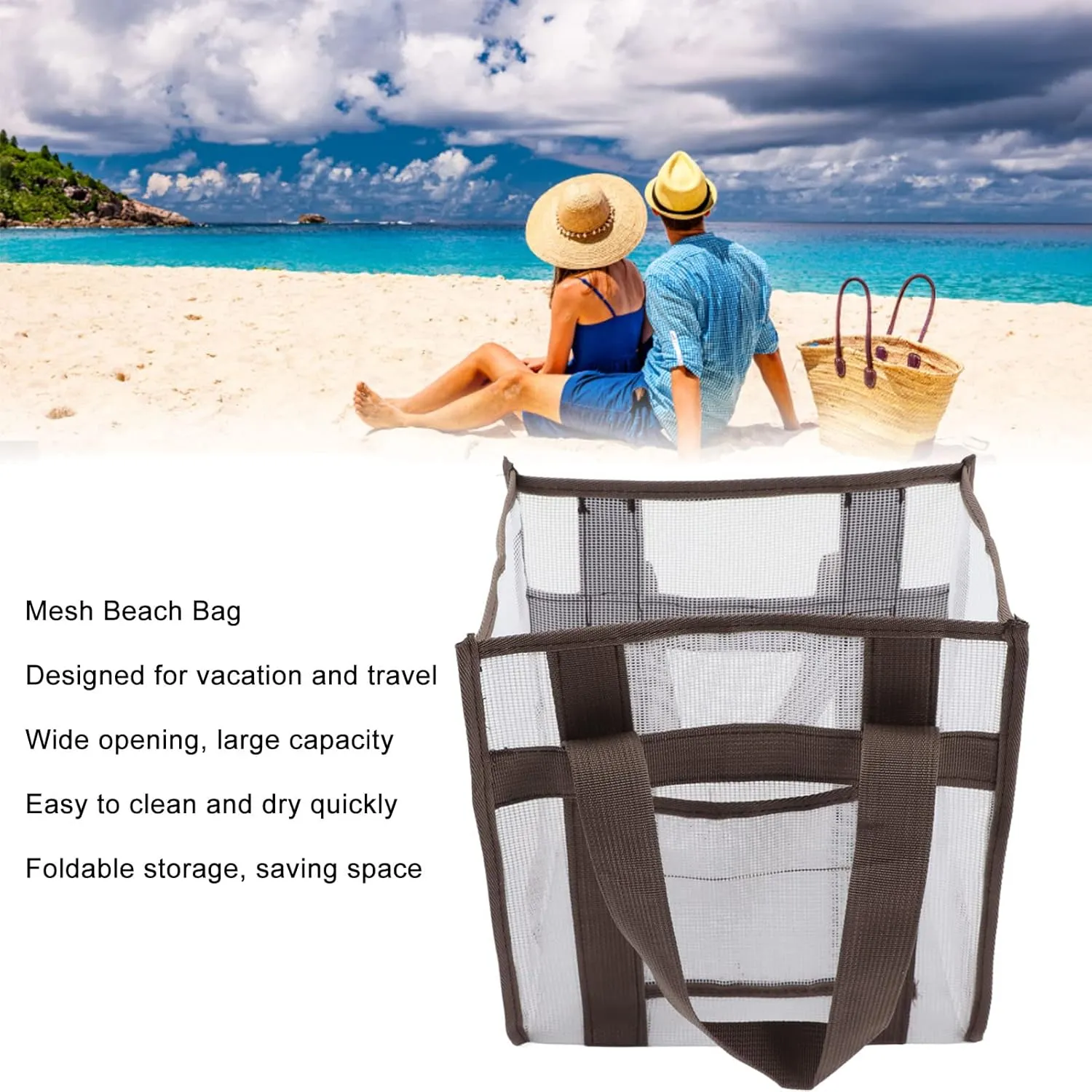 Portable Mesh Oxford Fabric Bag Large Capacity Kids Shell Storage Bag for Beach Pool (Small 80x66x100cm)