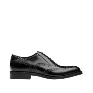Prada 2EC134-ZJY Men's Shoes Black Polished Calf-Skin Leather Derby (PRM1011)