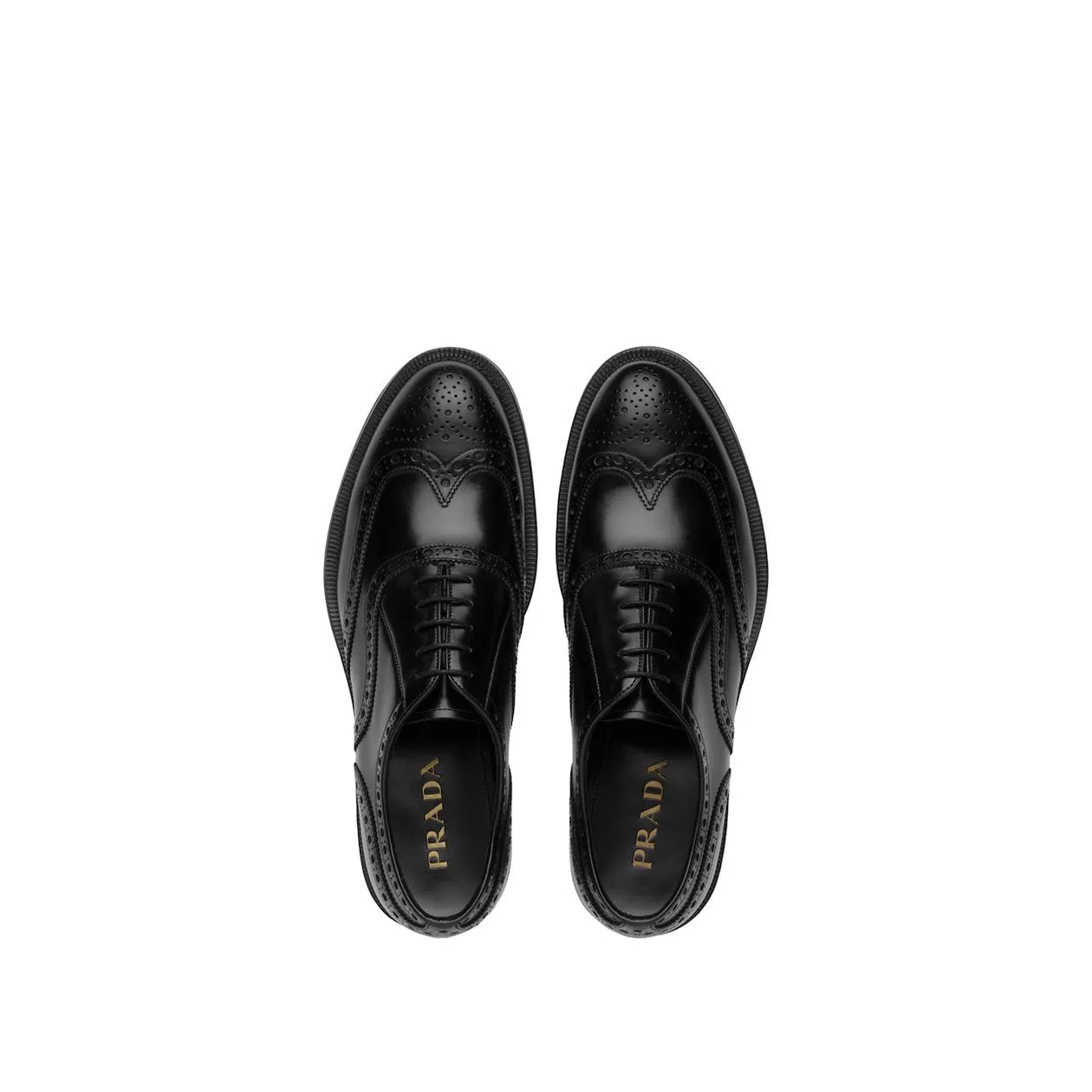Prada 2EC134-ZJY Men's Shoes Black Polished Calf-Skin Leather Derby (PRM1011)