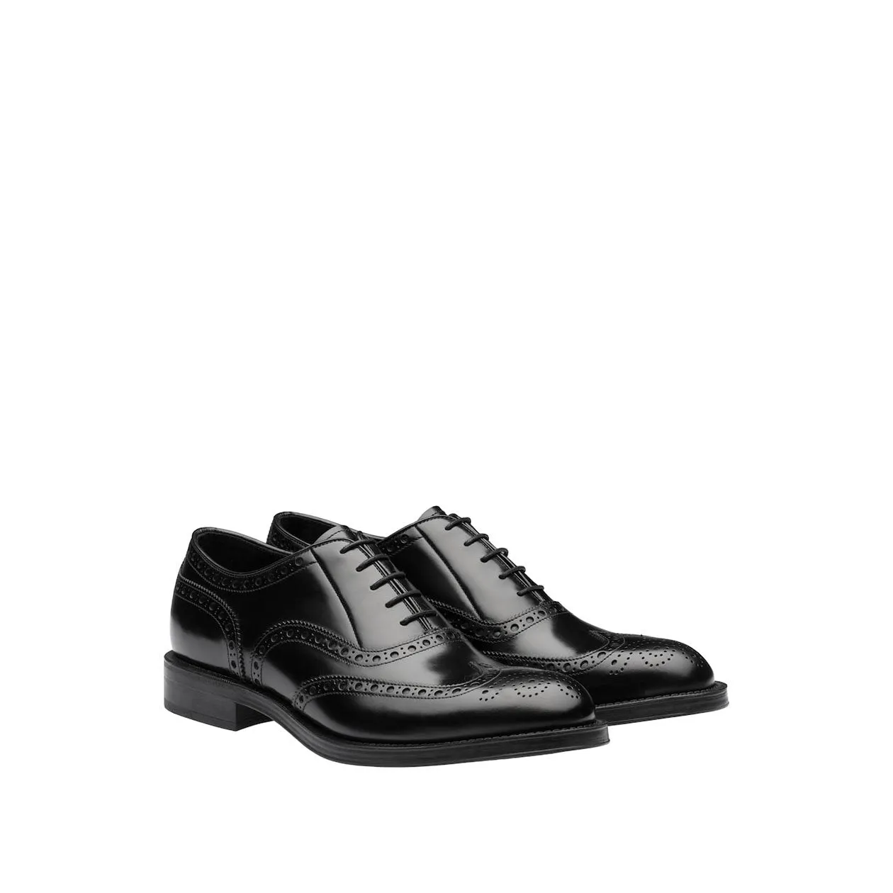 Prada 2EC134-ZJY Men's Shoes Black Polished Calf-Skin Leather Derby (PRM1011)