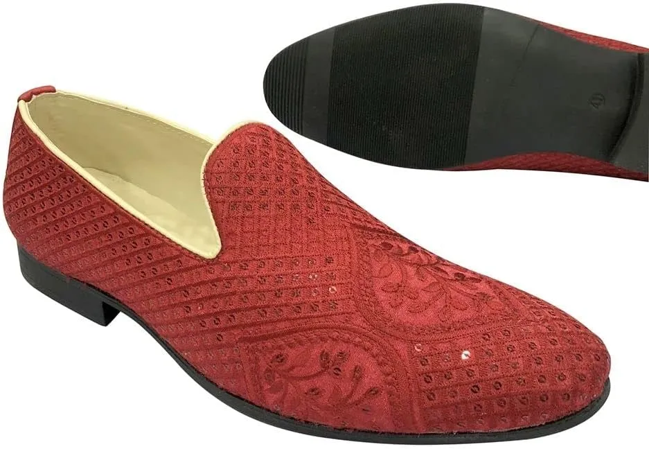 Punjabi Jutti for Men's Loafer Shoes Embroidery Slip-On Party Shoes Mojaris Wedding Bridal Dress Shoes