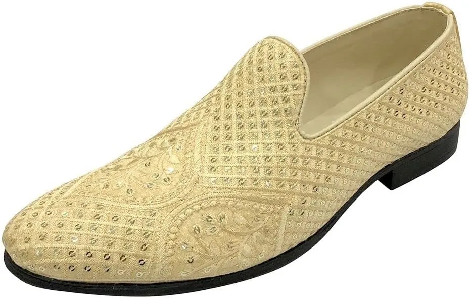 Punjabi Jutti for Men's Loafer Shoes Embroidery Slip-On Party Shoes Mojaris Wedding Bridal Dress Shoes
