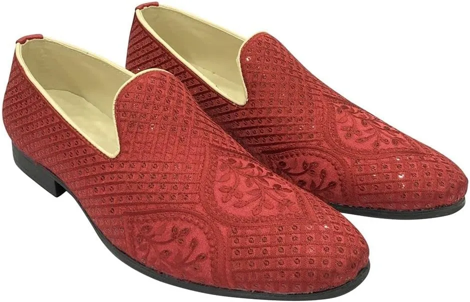 Punjabi Jutti for Men's Loafer Shoes Embroidery Slip-On Party Shoes Mojaris Wedding Bridal Dress Shoes