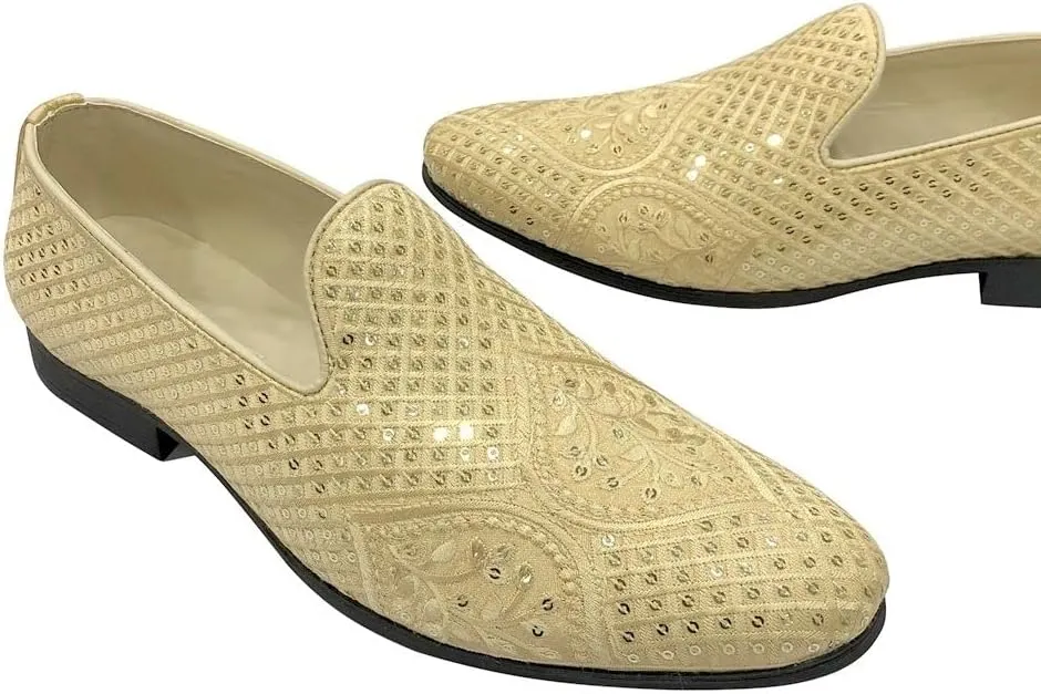 Punjabi Jutti for Men's Loafer Shoes Embroidery Slip-On Party Shoes Mojaris Wedding Bridal Dress Shoes