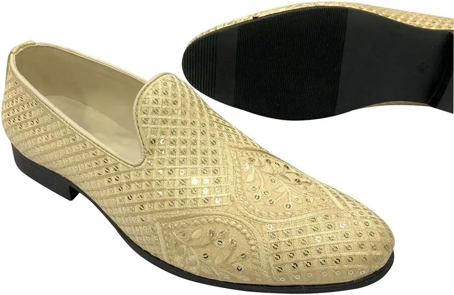 Punjabi Jutti for Men's Loafer Shoes Embroidery Slip-On Party Shoes Mojaris Wedding Bridal Dress Shoes