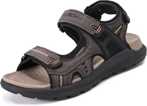 Queday Mens Hiking Sandals With Arch Support Sport Recovery Athletic Walking Sandals For Man Outdoor Summer Casual Thick Cushion Beach Water Fisherman Sandal