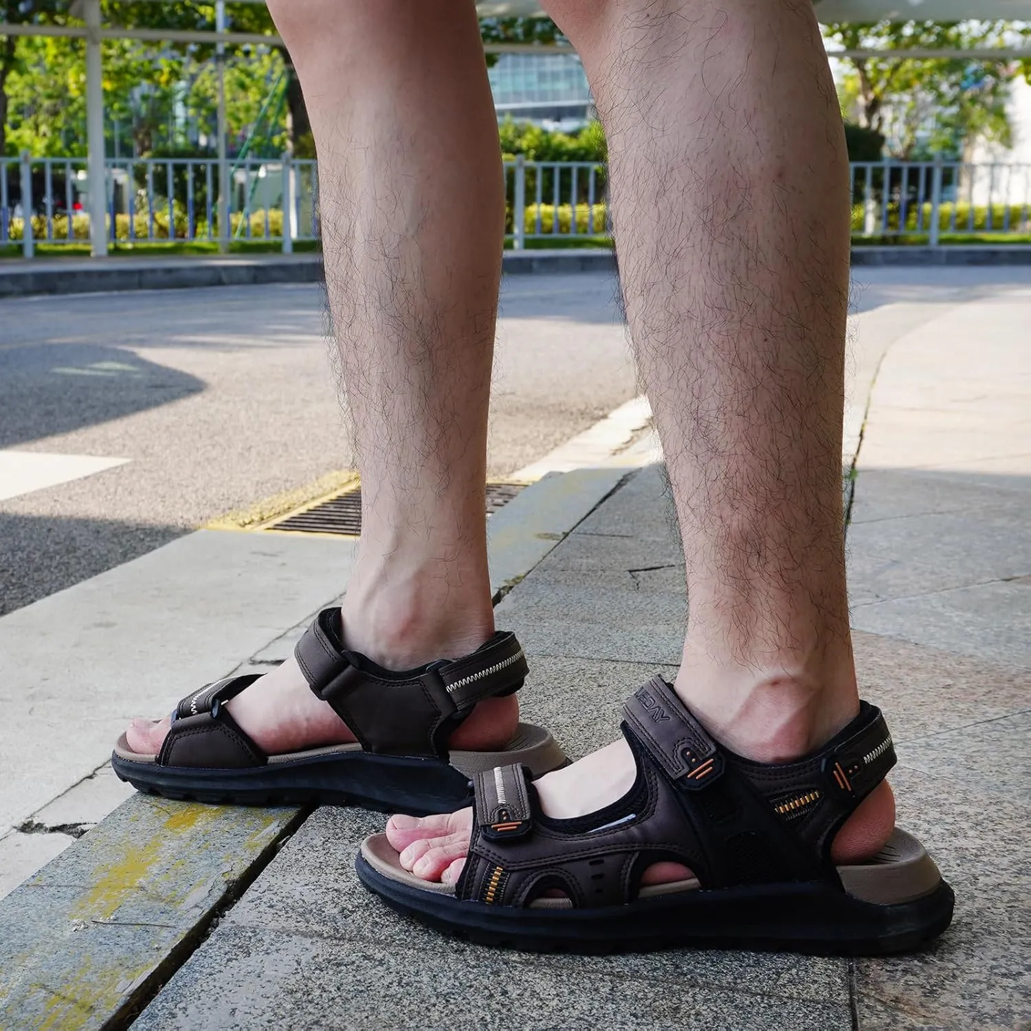 Queday Mens Hiking Sandals With Arch Support Sport Recovery Athletic Walking Sandals For Man Outdoor Summer Casual Thick Cushion Beach Water Fisherman Sandal