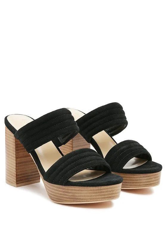 RAG&CO MILLE FEUX SUEDE SLIP-ON BLOCK HEELEDSANDAL