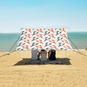 Red Dark Lobsters Pattern Beach Camping Tent Sun Shelter for Whole Family, Beach Shade Canopy with UPF50  UV Protection,Easy Set Up and Carry,Outdoor Shade for Trips, Fishing, Backyard Fun Picn
