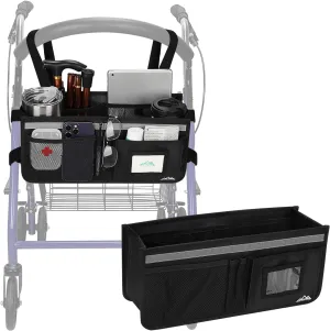 Rollator Basket, supregear Rollator Walker Bag w/Cup Holder, Foldable Rolling Walker Waterproof Storage Pouch with Big Capacity & Never Tipping Over, Easy to Use Rollator Accessories for Seniors