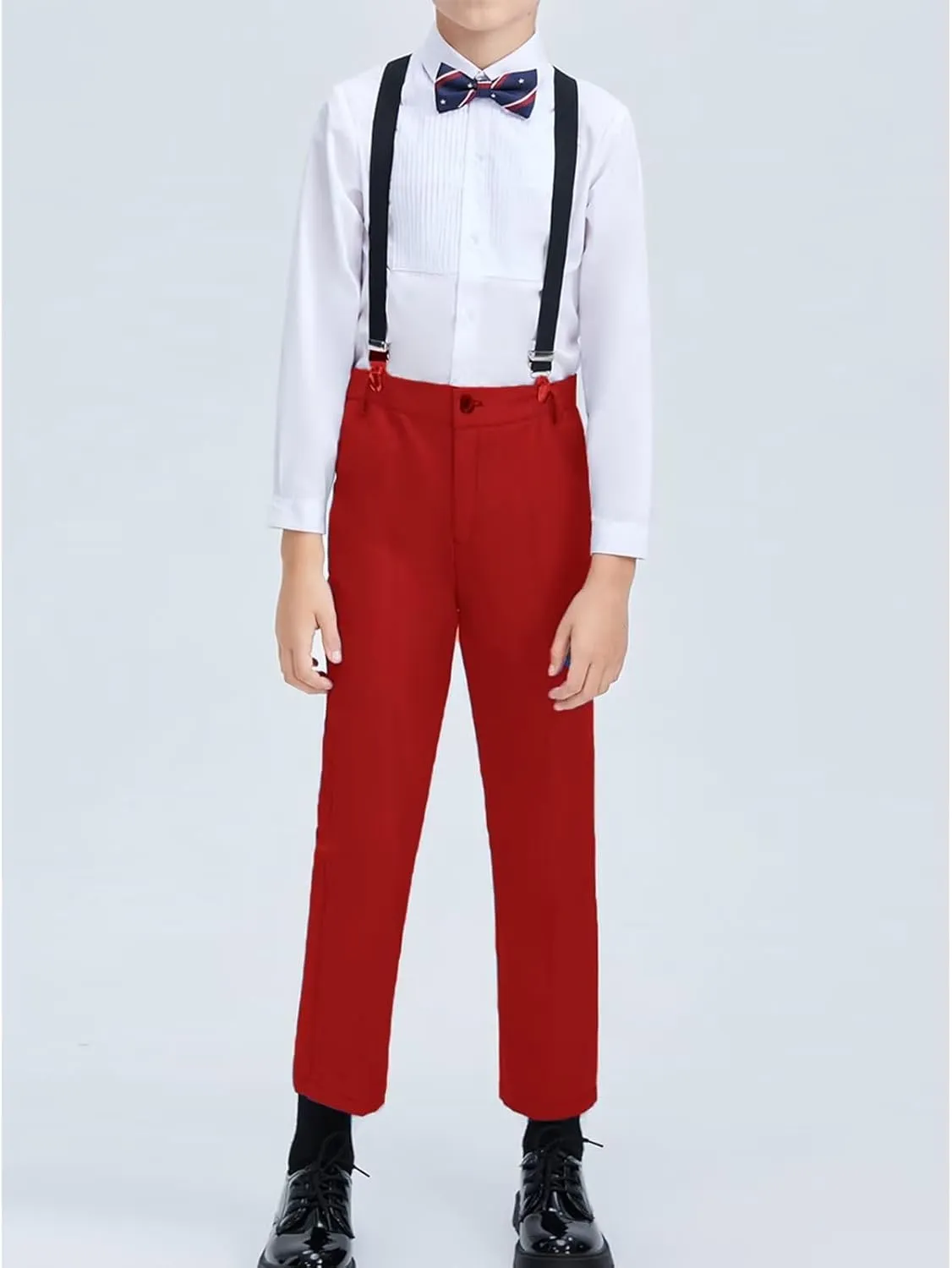 ROZU Boys Dress Pants Flat Front School Uniform Pants for Boys Toddler Kids Formal Belt Loops Boy’s Suit Pants 2T-20