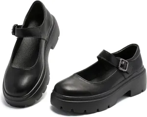 Ruiatoo Women's Mary Janes Shoes for Women Platform Low Heel Chunky Pumps Round Toe Oxford Dress Shoes