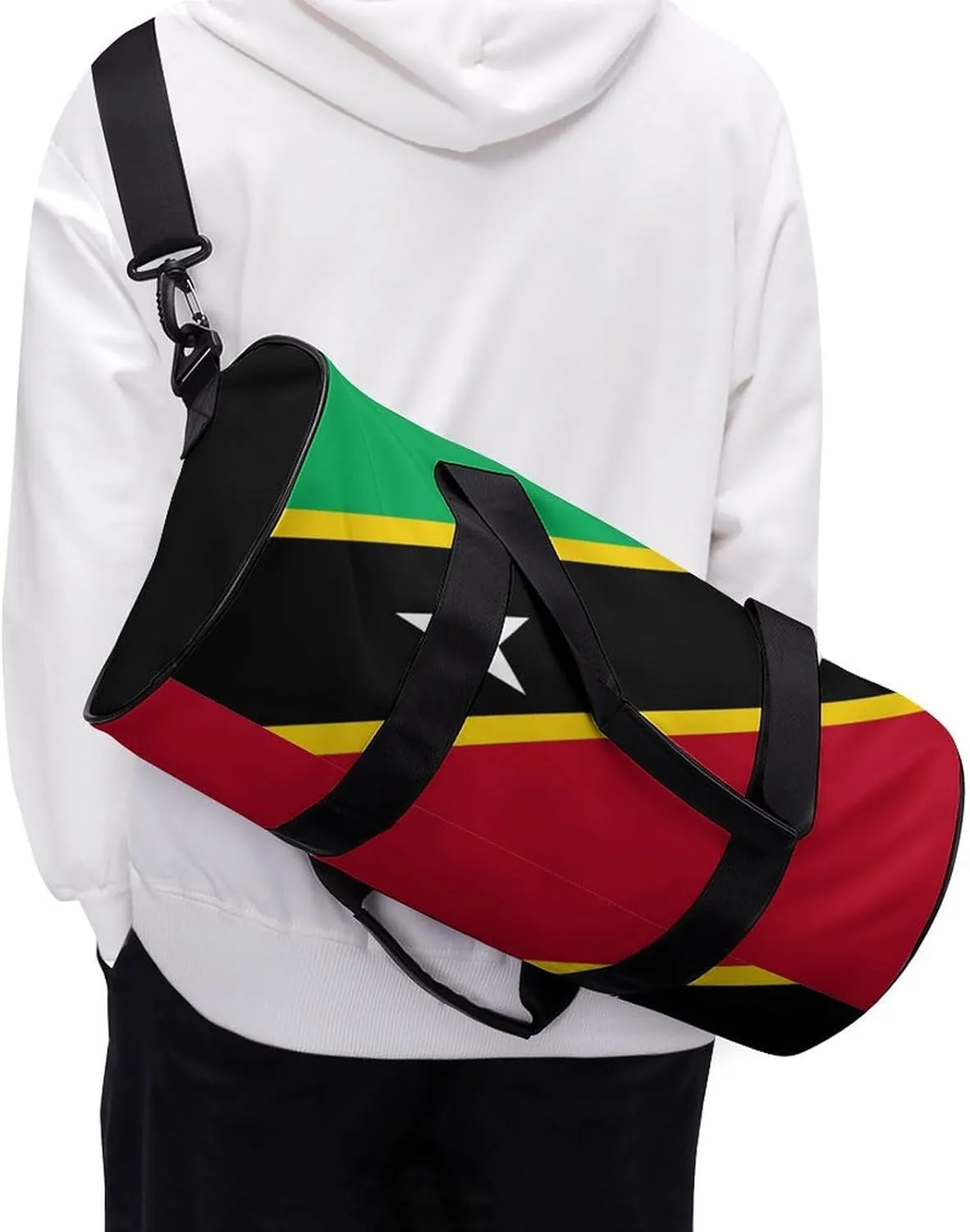 Saint Kitts Flag Gym Bag with Wet Pocket Travel Duffel for Boys Girls Weekender Overnight