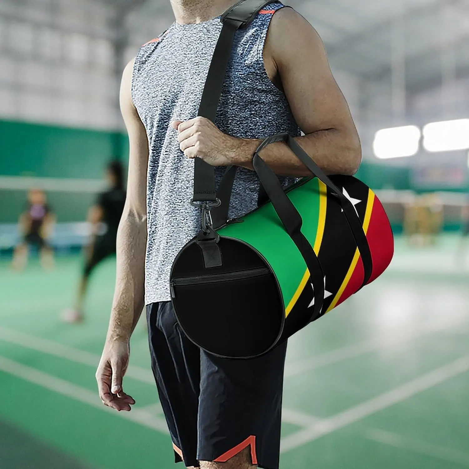 Saint Kitts Flag Gym Bag with Wet Pocket Travel Duffel for Boys Girls Weekender Overnight
