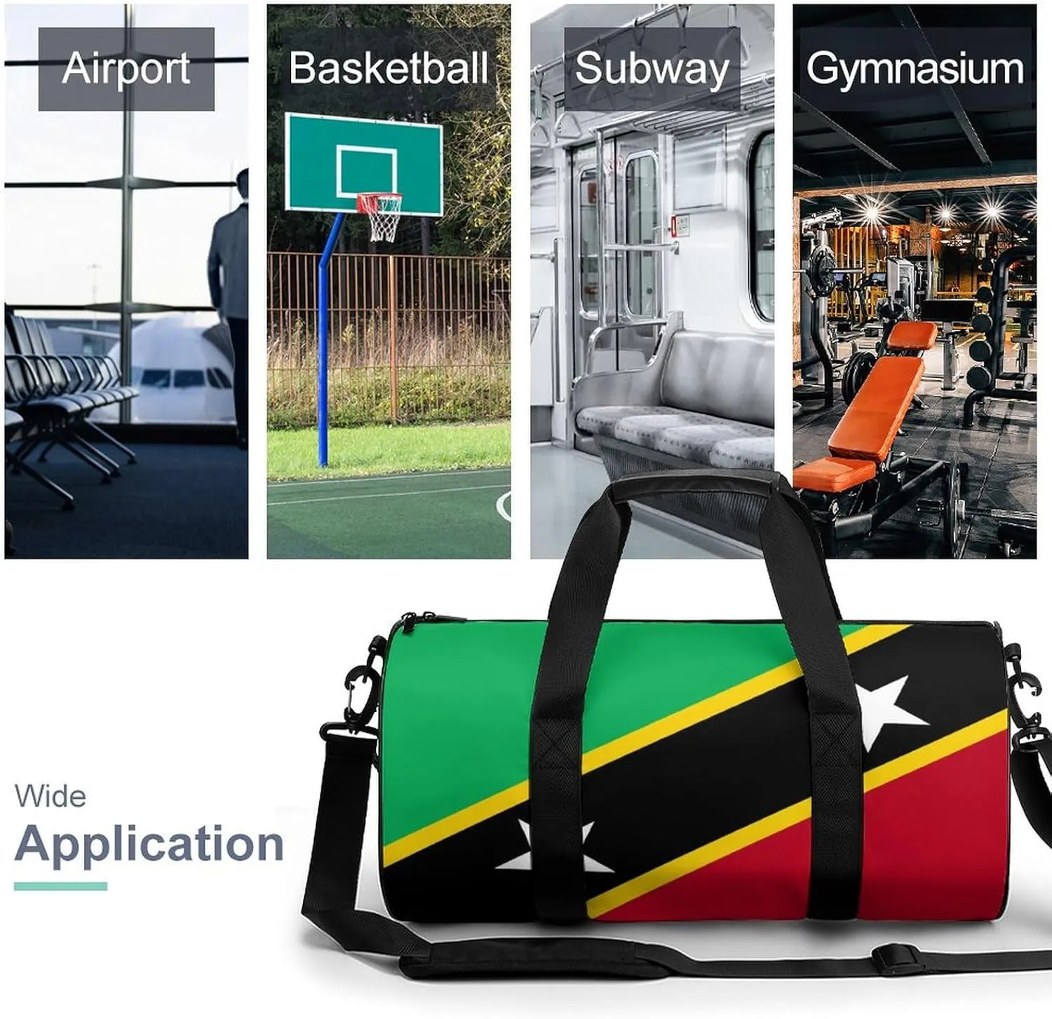 Saint Kitts Flag Gym Bag with Wet Pocket Travel Duffel for Boys Girls Weekender Overnight