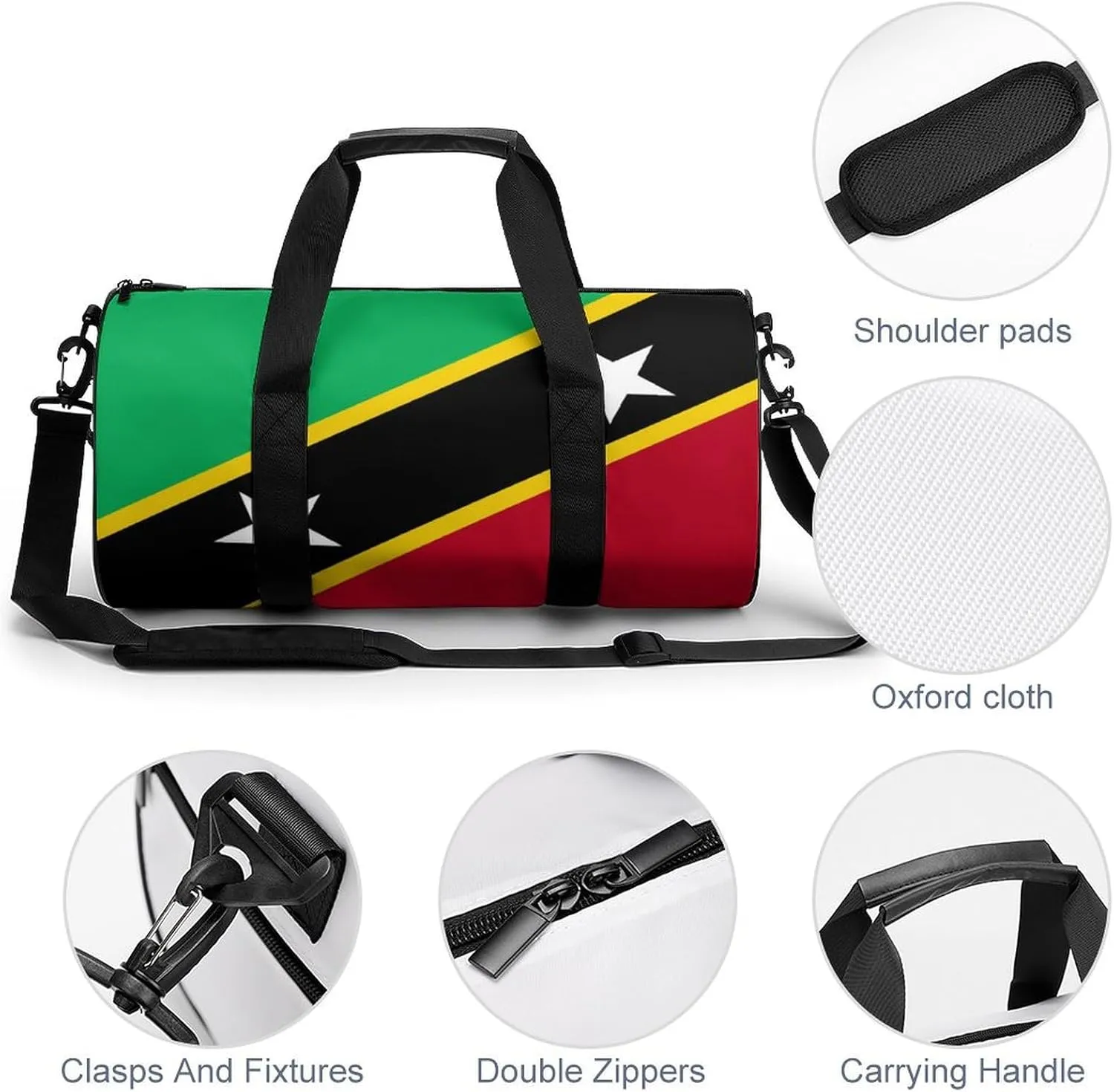Saint Kitts Flag Gym Bag with Wet Pocket Travel Duffel for Boys Girls Weekender Overnight