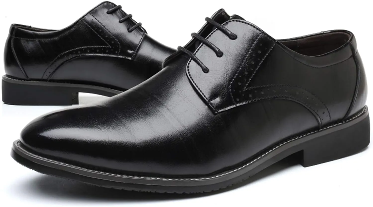 Santimon Men's Oxford Shoes Classic Formal Business Pointed Toe Lace Up Dress Shoes
