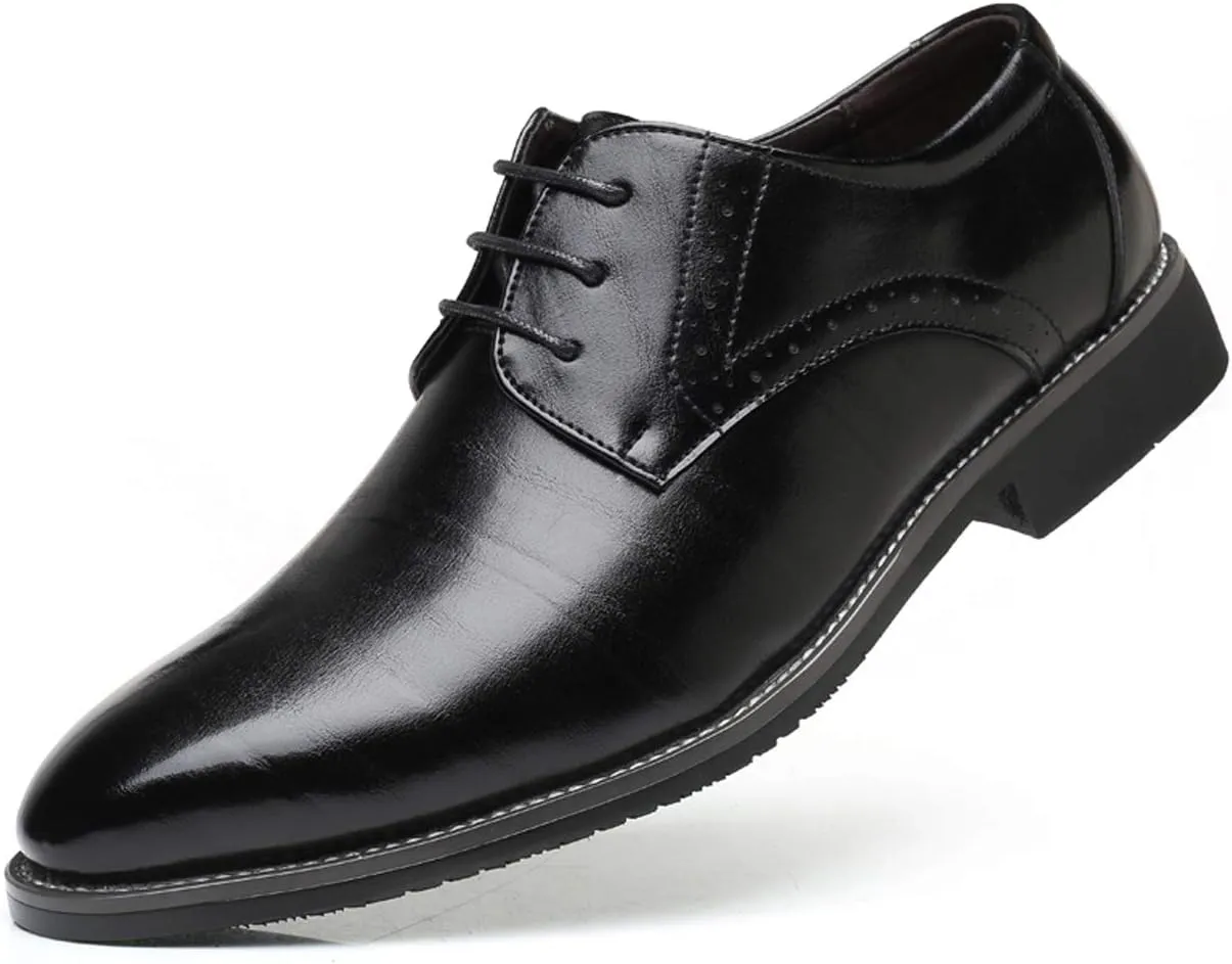 Santimon Men's Oxford Shoes Classic Formal Business Pointed Toe Lace Up Dress Shoes