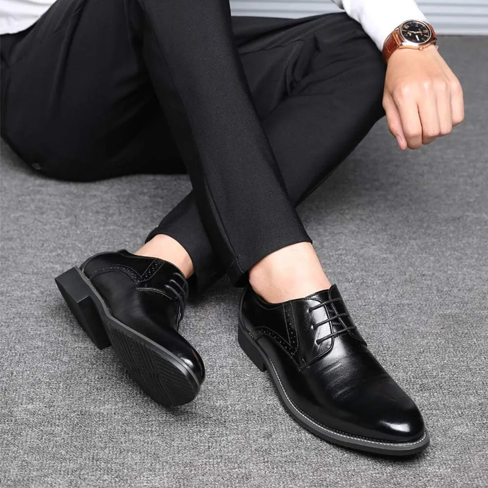 Santimon Men's Oxford Shoes Classic Formal Business Pointed Toe Lace Up Dress Shoes