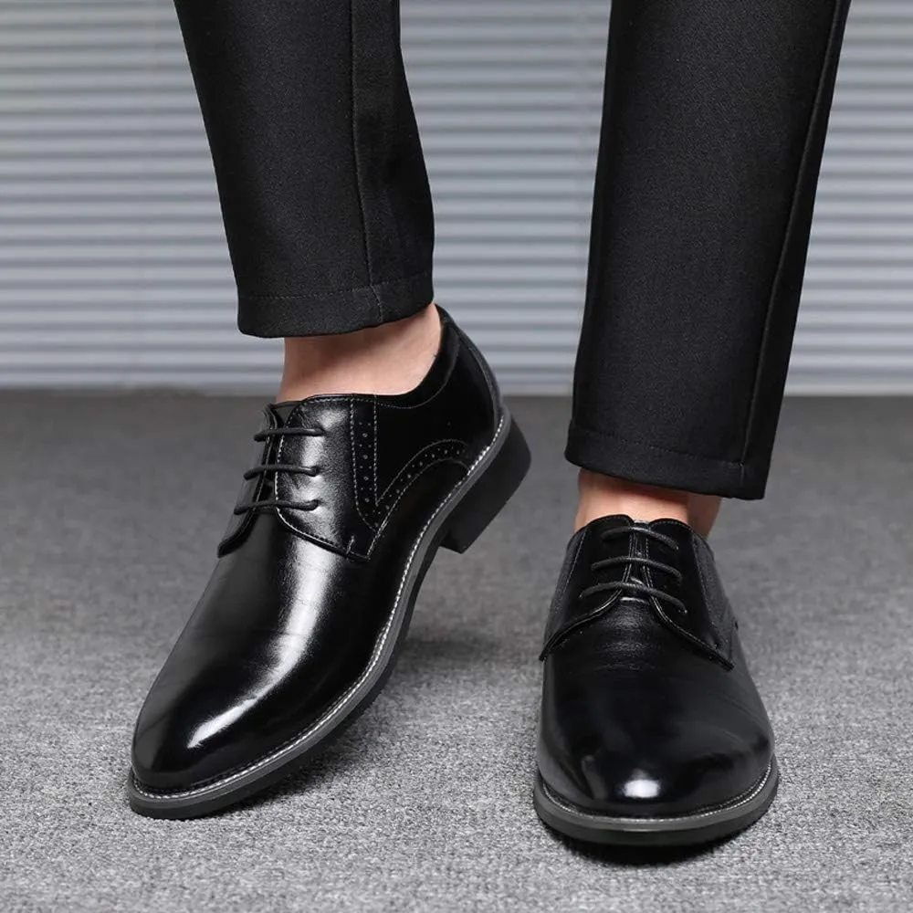 Santimon Men's Oxford Shoes Classic Formal Business Pointed Toe Lace Up Dress Shoes