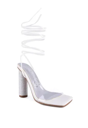 SCANSTA LACE UP DIAMANTE HIGH HEEL SANDAL
