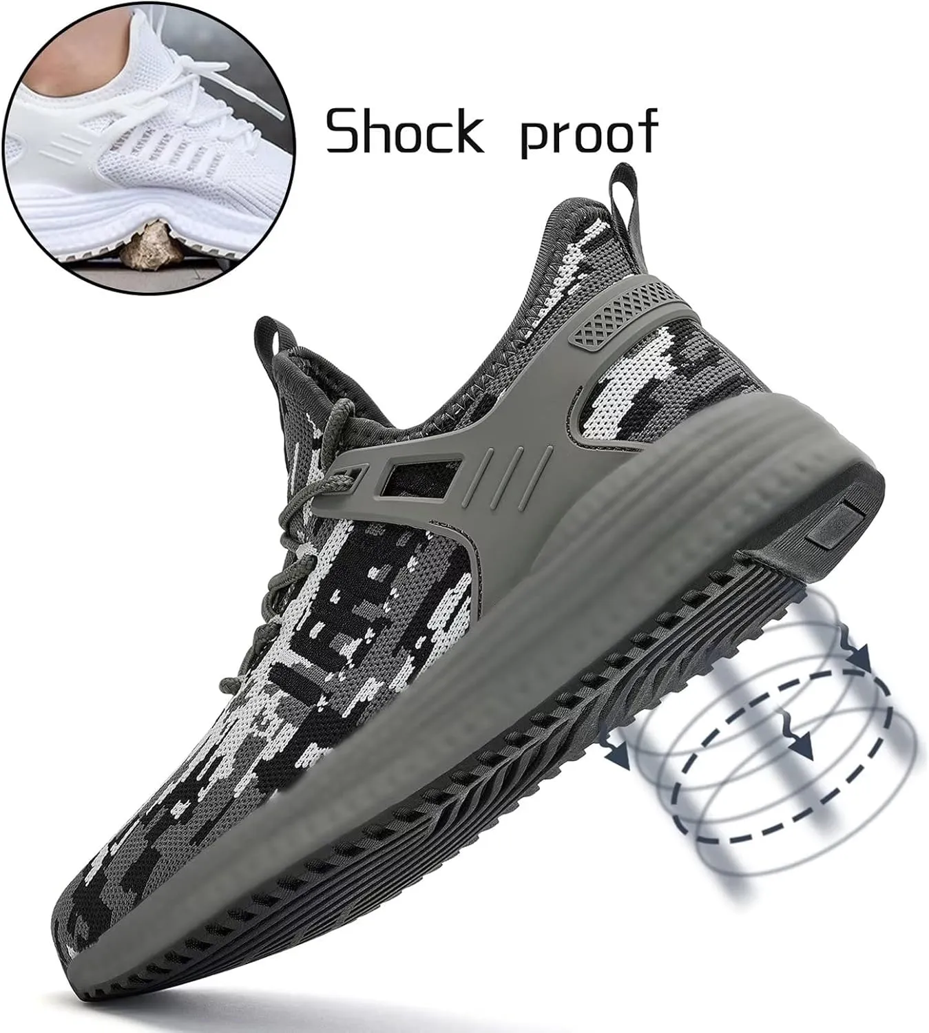 SDolphin Men's Running Shoes Sneakers - Tennis Workout Walking Gym Athletic Rubber Sole Breathable Comfortable Non Slip Fashion Shoes