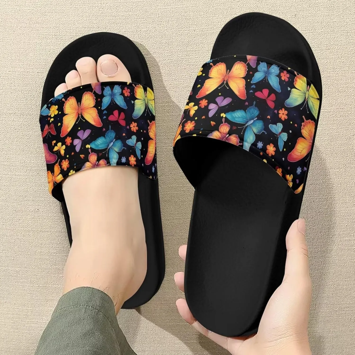 Semioury Van Gogh Summer Slippers Skull Butterfly Moroccan Tiles Travel Soft Comfy Thick Shoes Beach Sandal Bathroom Slipper