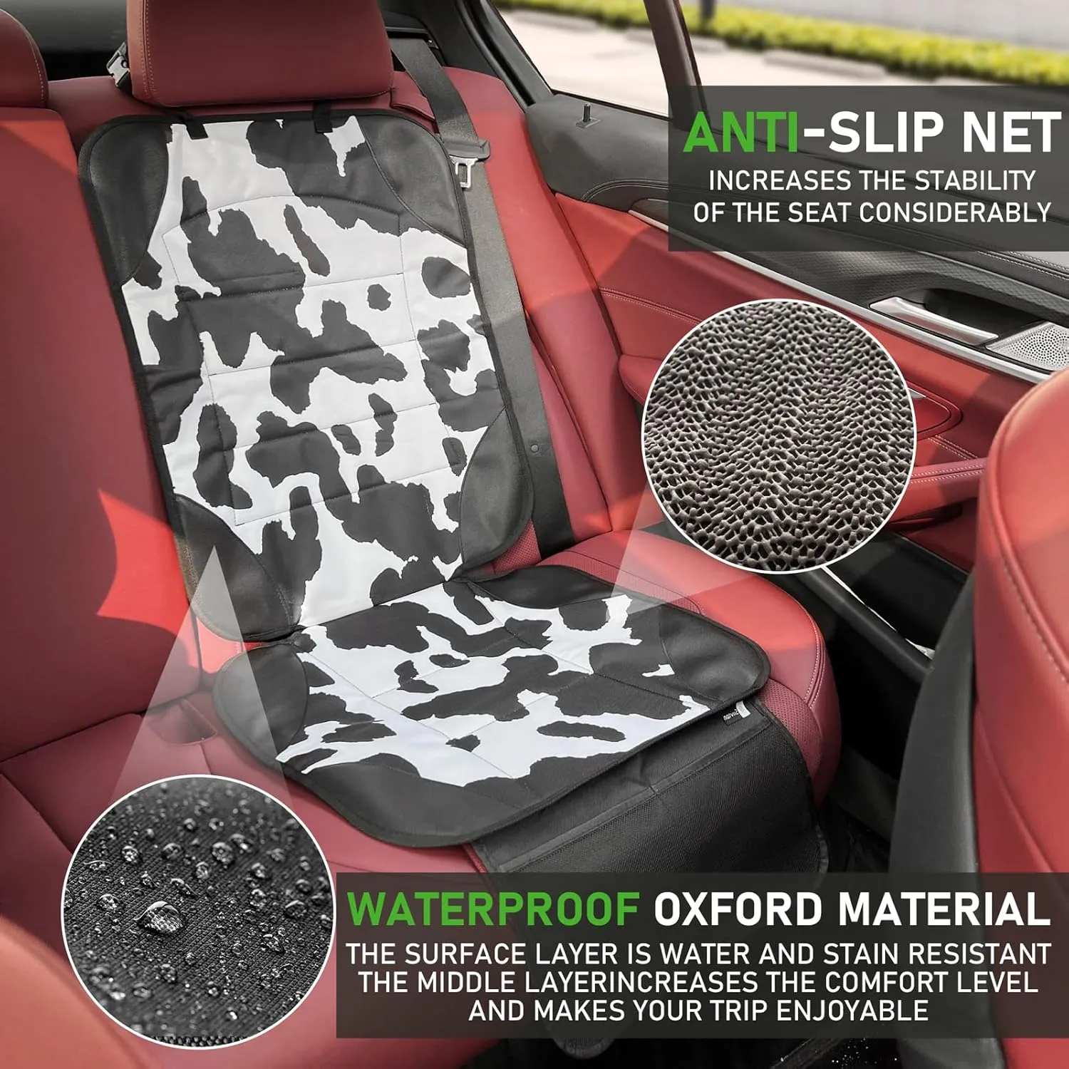 Siivton Car Seat Protector for Child Car Seat,Waterproof Car Seat Cover with Thick Padding, Non-Slip Backing, Protects Fabric & Leather Seats, 2 Mesh Storage Pockets(2 Pack)