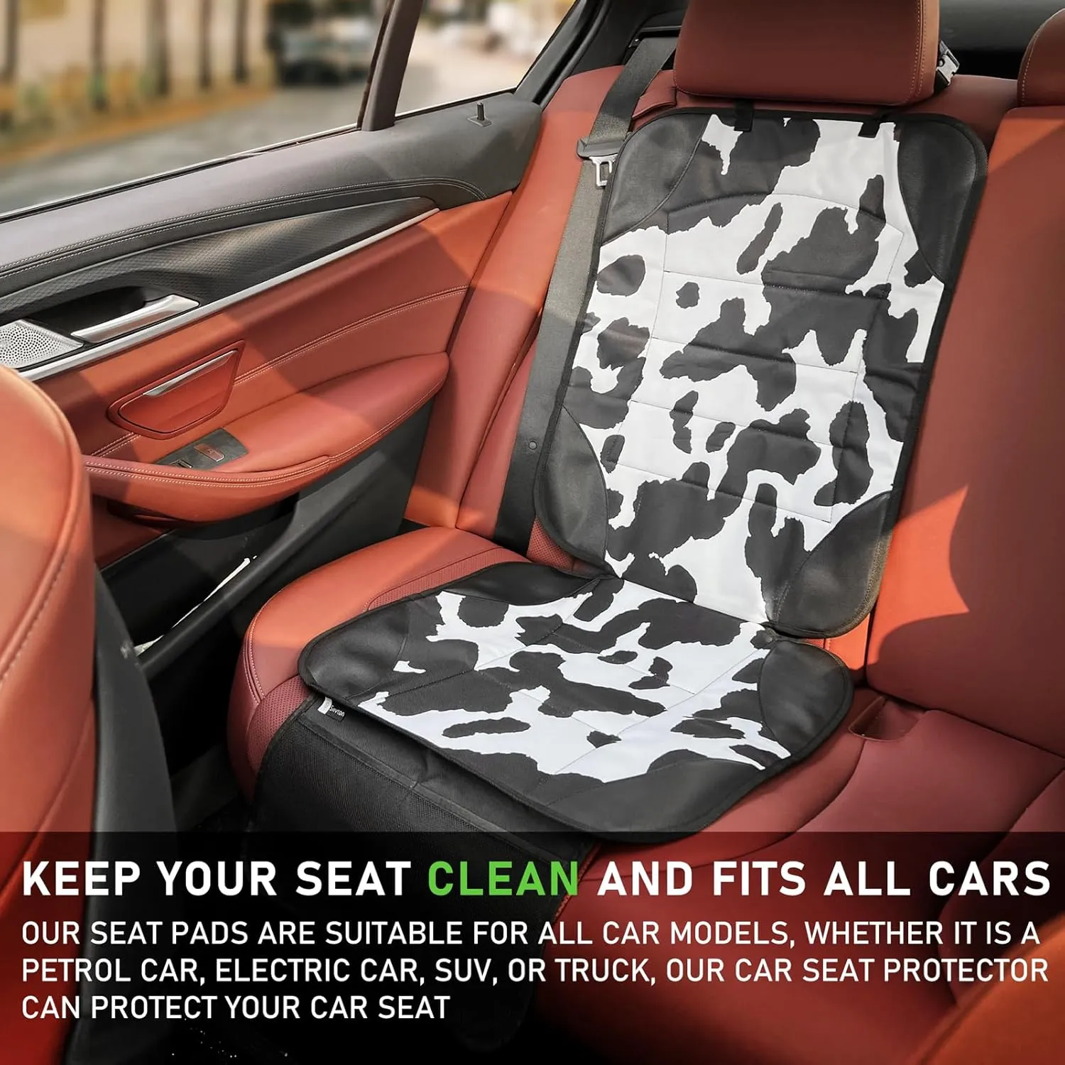 Siivton Car Seat Protector for Child Car Seat,Waterproof Car Seat Cover with Thick Padding, Non-Slip Backing, Protects Fabric & Leather Seats, 2 Mesh Storage Pockets(2 Pack)