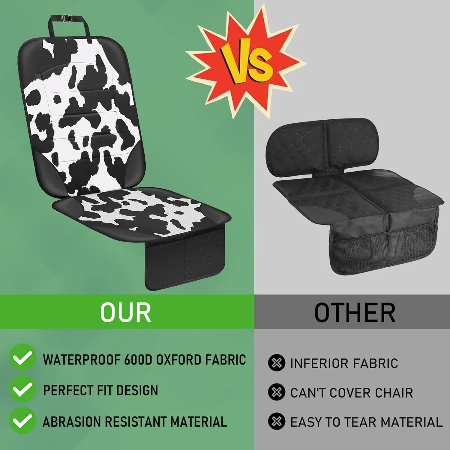 Siivton Car Seat Protector for Child Car Seat,Waterproof Car Seat Cover with Thick Padding, Non-Slip Backing, Protects Fabric & Leather Seats, 2 Mesh Storage Pockets(2 Pack)