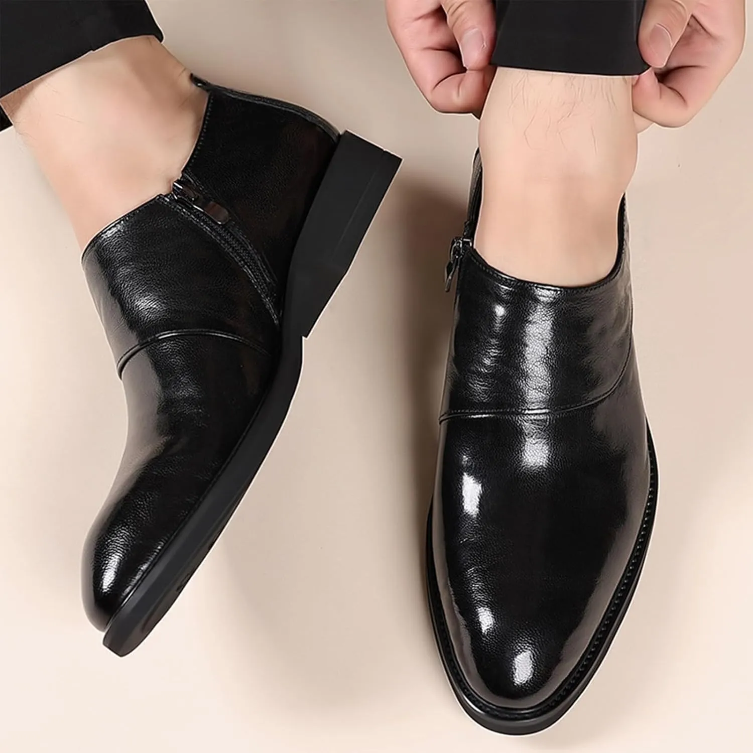 Slip-On Leather Shoes for Men Patent Leather Luxury Groom Wedding Shoes Men's Dress Shoes Classic Lace Up Oxfords Dress Shoes Leather Tuxedo New