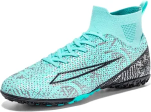 Soccer Cleats for Mens Womens Turf Soccer Shoes Indoor Footall Cleats High Ankle TF AG FG Football Boots Wide Training Sneaker